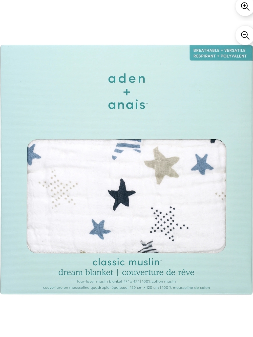 NWT aden + anais Muslin Dream Blanket In Rock Star Pattern